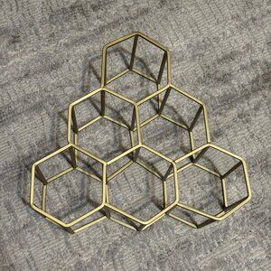6-Bottle Gold Metal Modern Beehive Honeycomb Shape Countertop Wine Bottle Holder